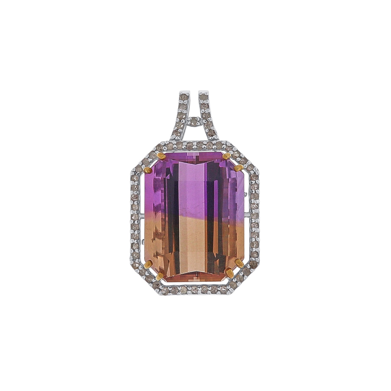Pandantiv din argint cu ametrin natural și diamante naturale