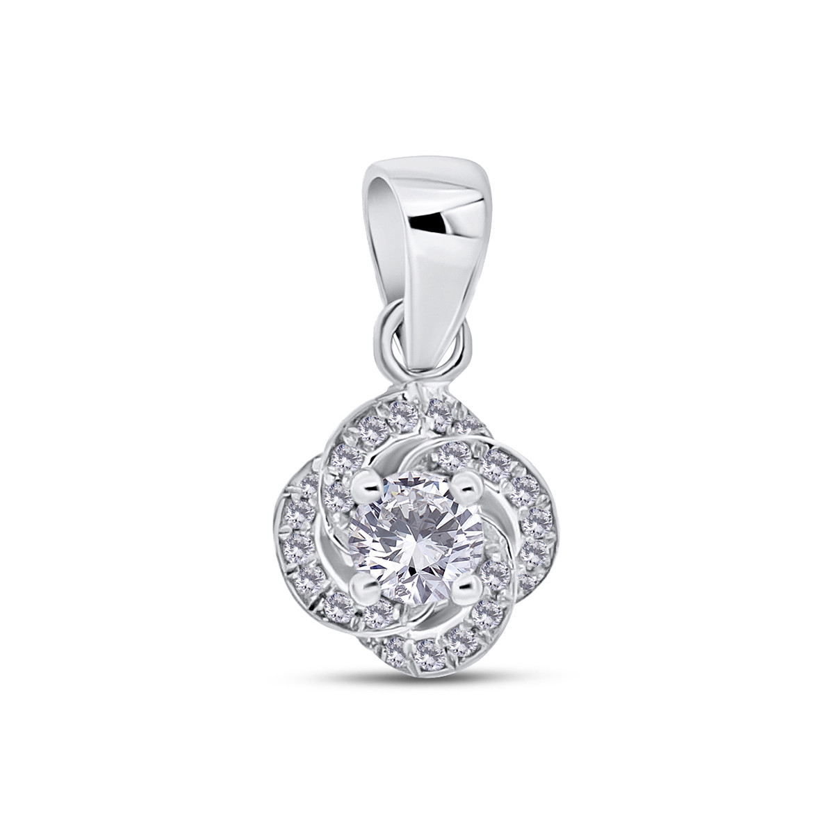 Pandantiv din aur alb de 18k cu diamante naturale de 0.21 ct