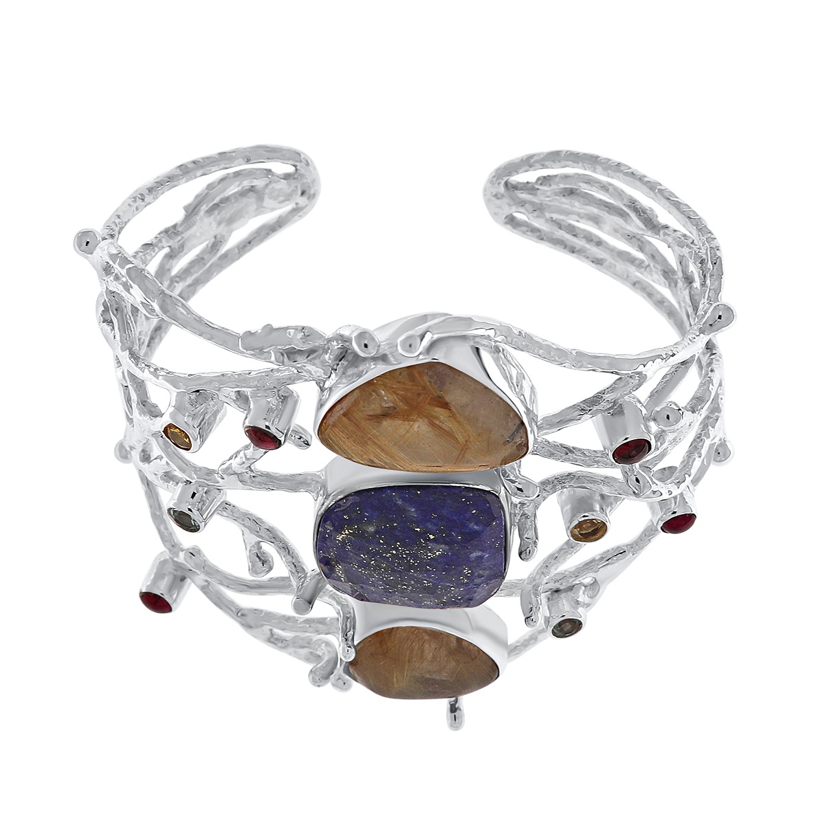 Bratara din argint cu lapis lazuli, cuart, rodolit, topaz si citrin - 1 | YEO