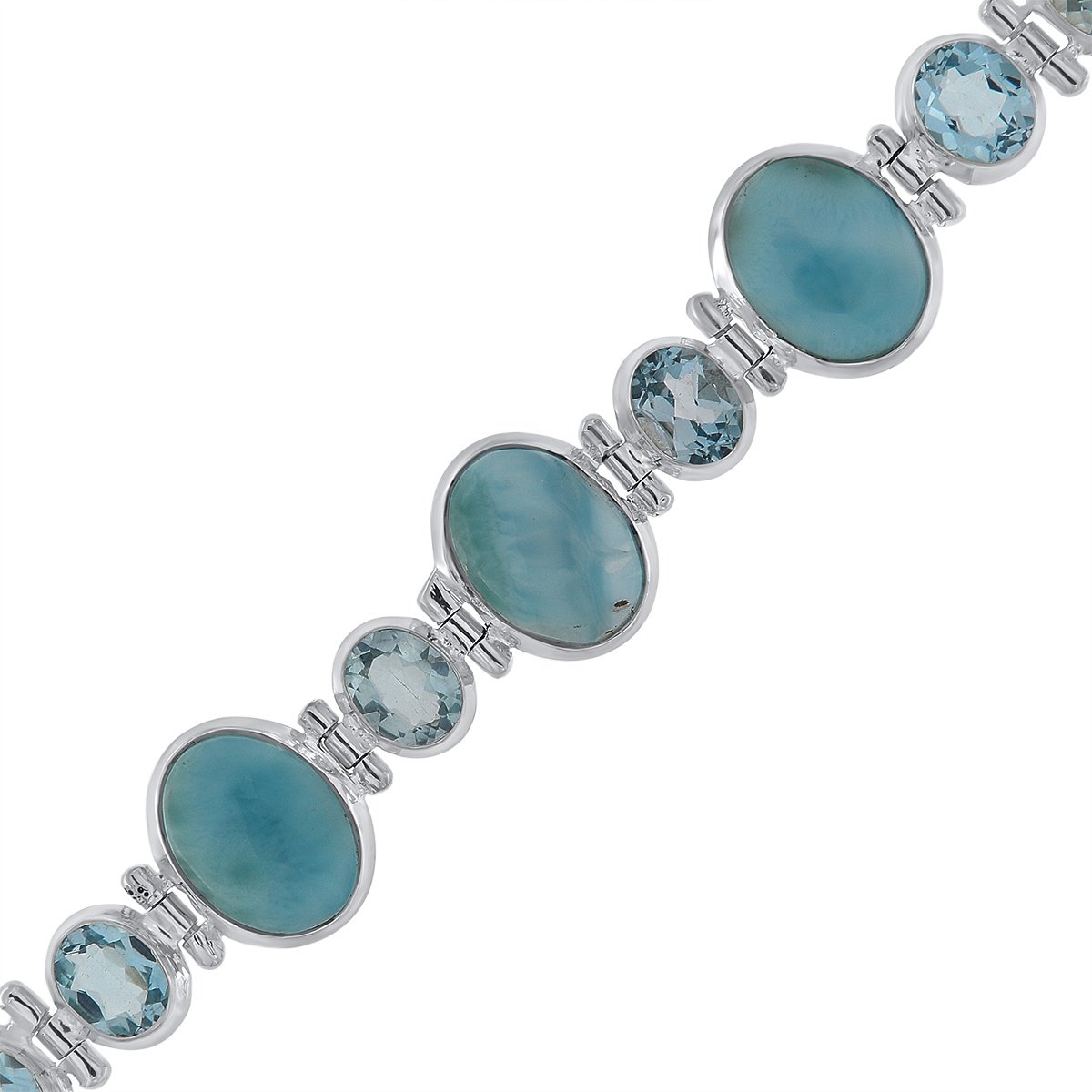 Brățară din argint cu larimar şi topaz - 2 | YEO