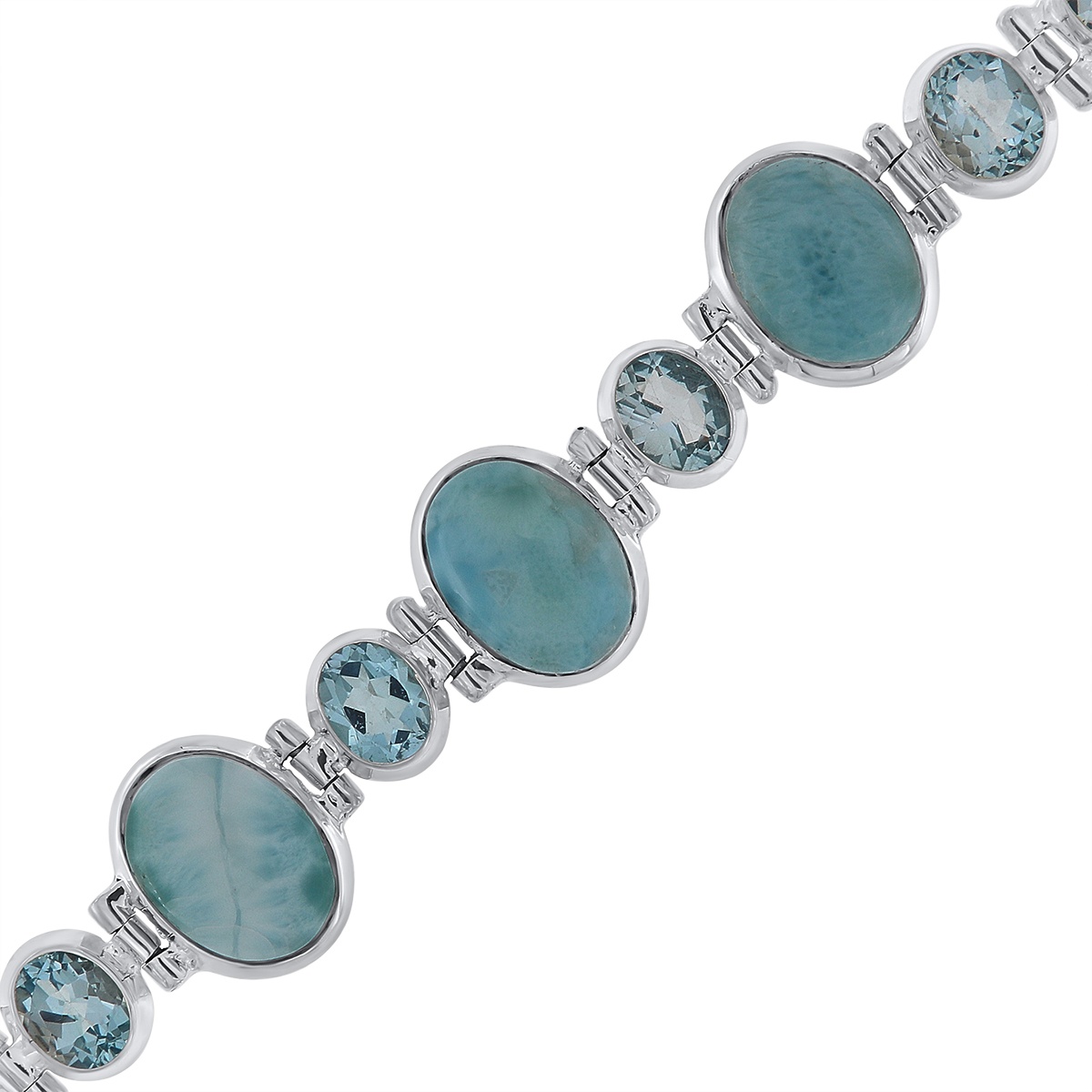 Brățară din argint cu larimar şi topaz - 2 | YEO