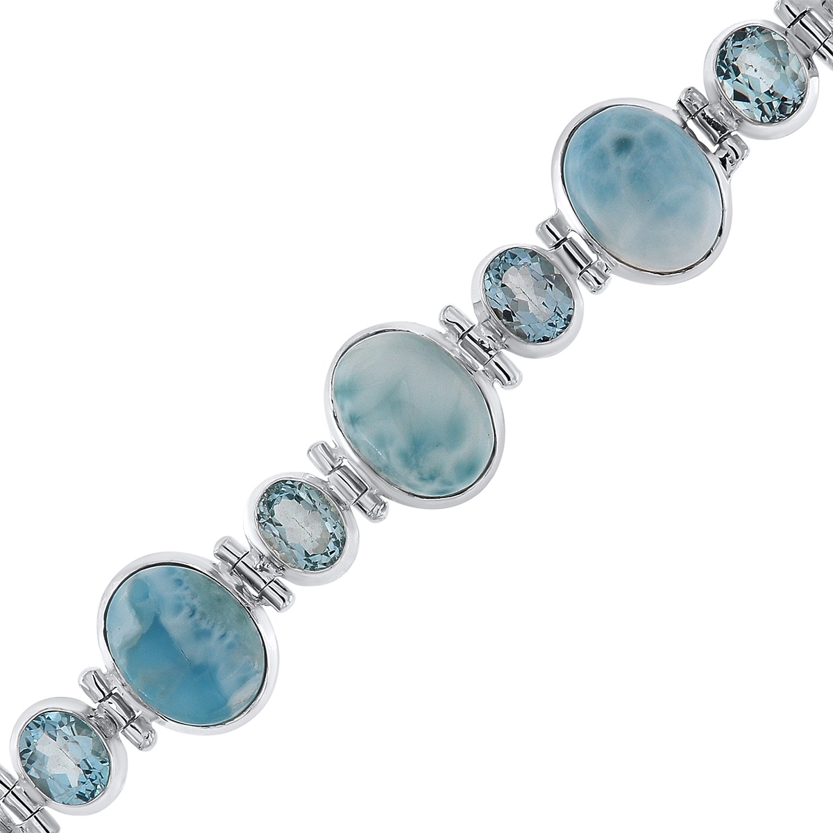 Brățară din argint cu larimar şi topaz - 2 | YEO