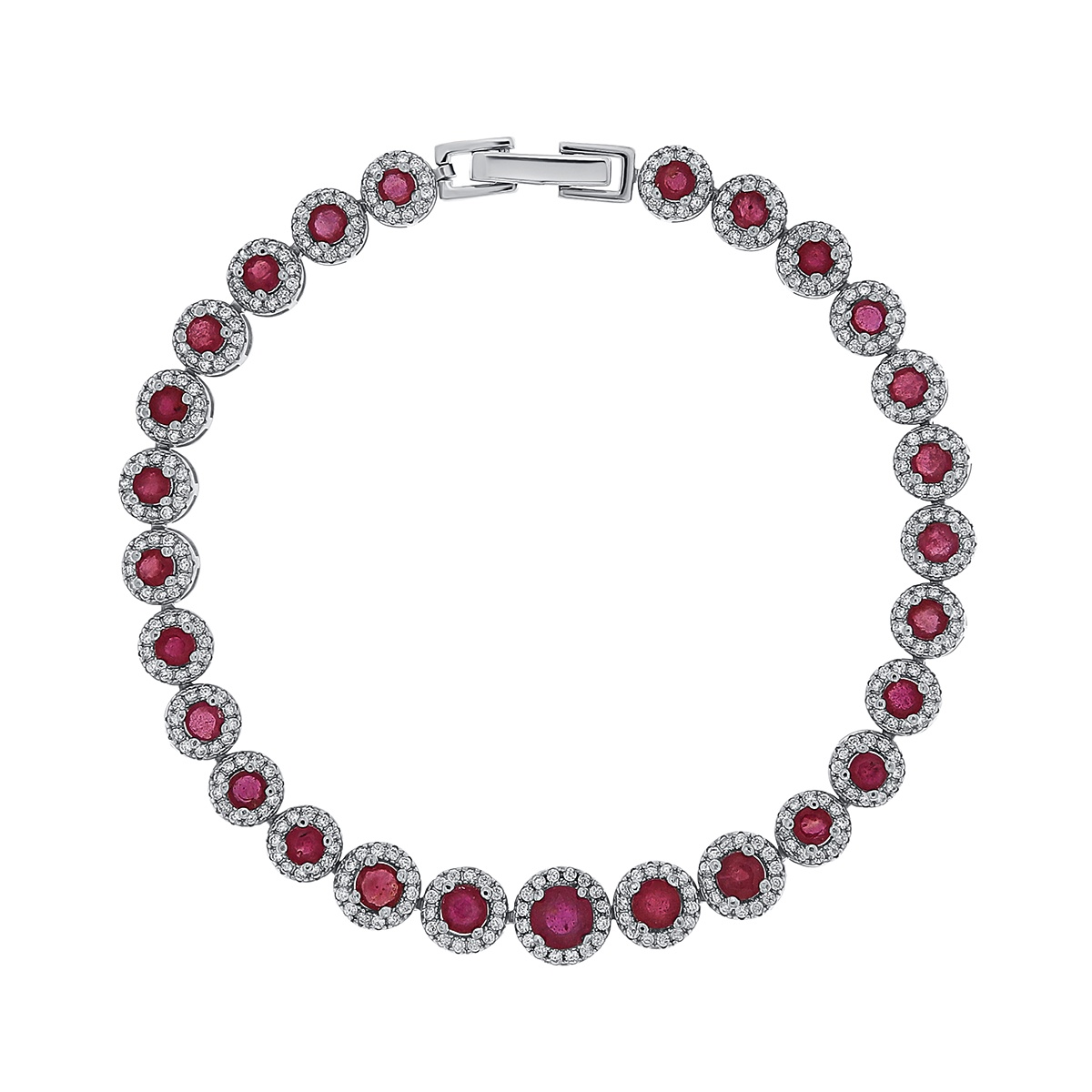 Bratara din argint cu rubin si cubic zirconia