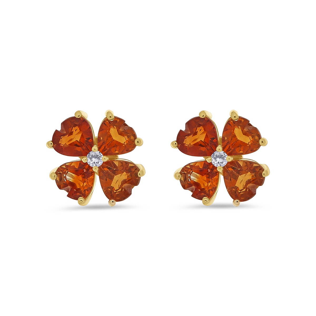 Cercei din aur de 14k cu citrine naturale de 3.49 ct și diamante naturale de 0.07 ct