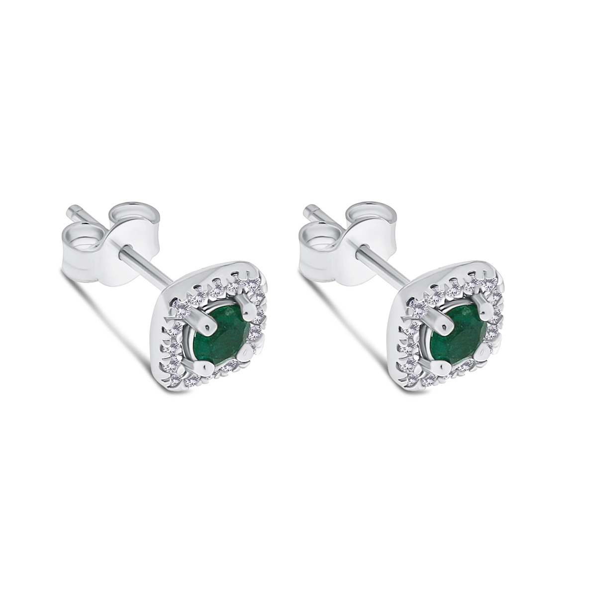 Cercei din aur de 18k cu diamante naturale de 0.15 ct și smaralde naturale de 0.44 ct - 1 | YEO