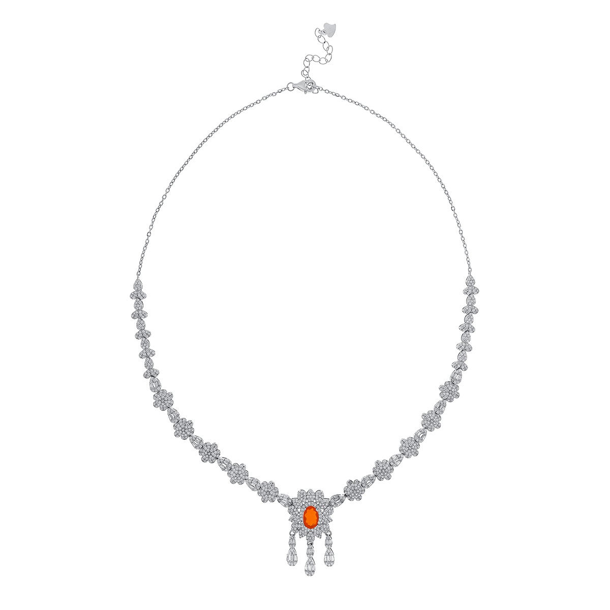 Colier din argint cu opal și cubic zirconia