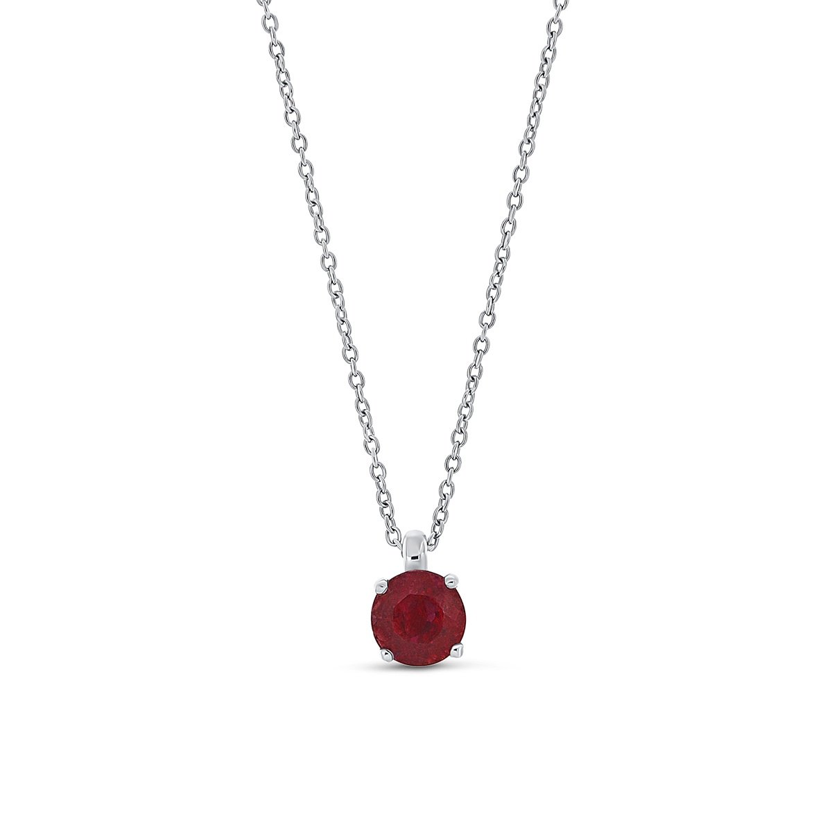 Colier din aur alb de 18k cu rubin natural de 0.59 ct