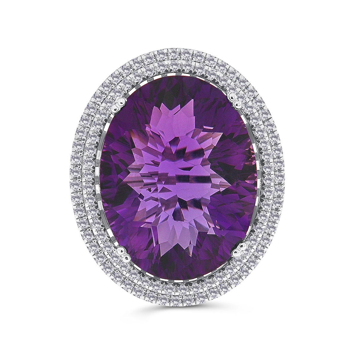 Inel din aur de 14k cu ametist natural de 18.69 ct și diamante naturale de 0.61 ct - 2 | YEO