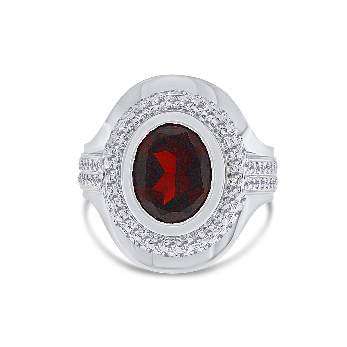 Inel din aur de 14k cu granat natural de 3.60 ct și diamante naturale de 0.93 ct - 1 | YEO
