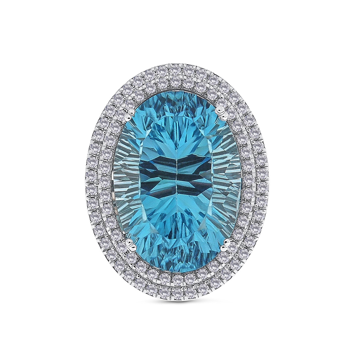 Inel din aur de 14k cu topaz natural de 18.23 ct și diamante naturale de 0.49 ct - 1 | YEO