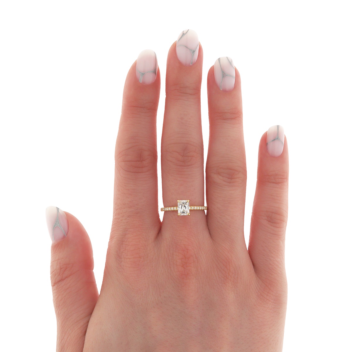 Inel din aur de 18k cu diamant natural de 0.62 ct și diamante naturale de 0.09 ct - 3 | YEO