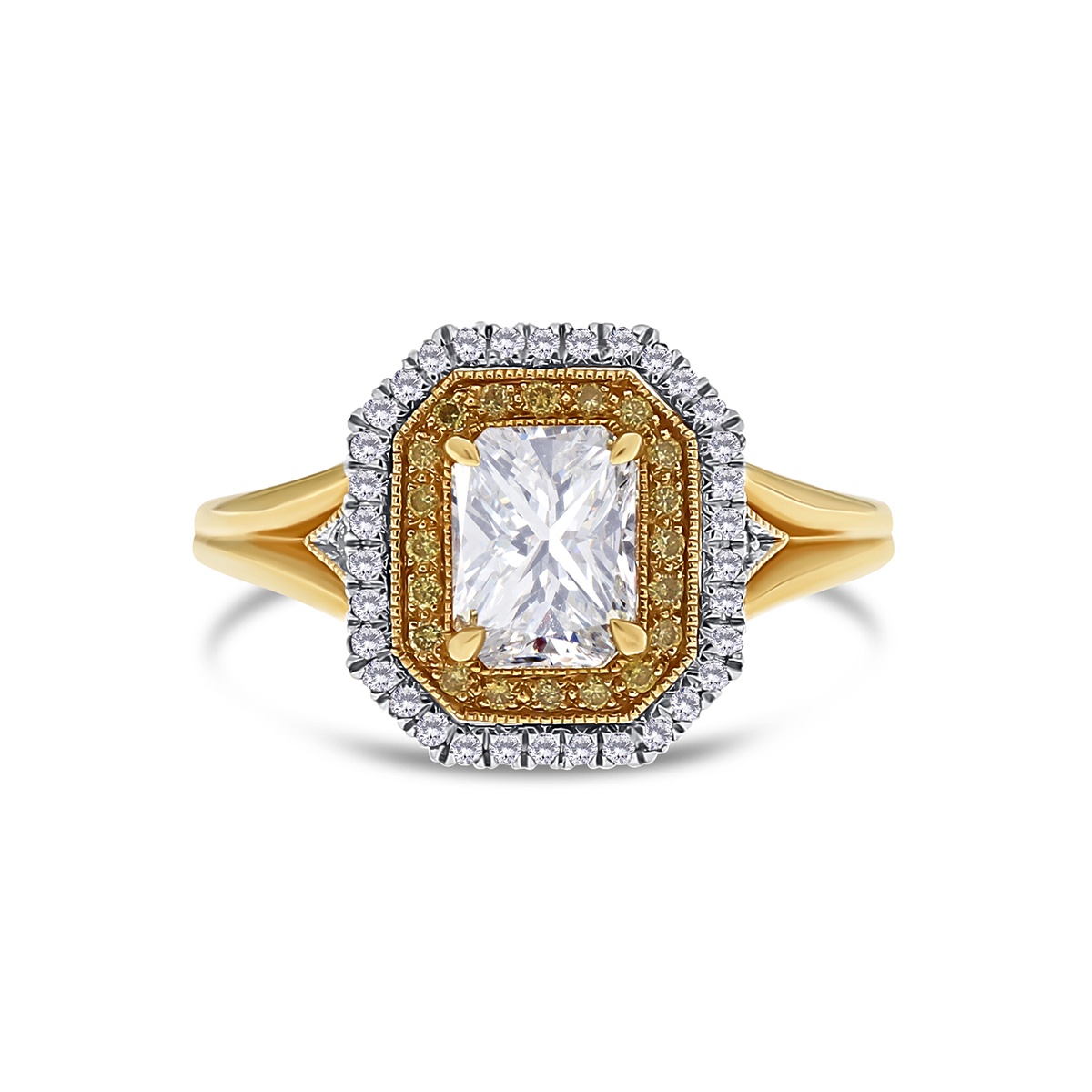 Inel din aur de 18k cu diamant natural de 1.02 ct și diamante naturale de 0.26 ct - 1 | YEO