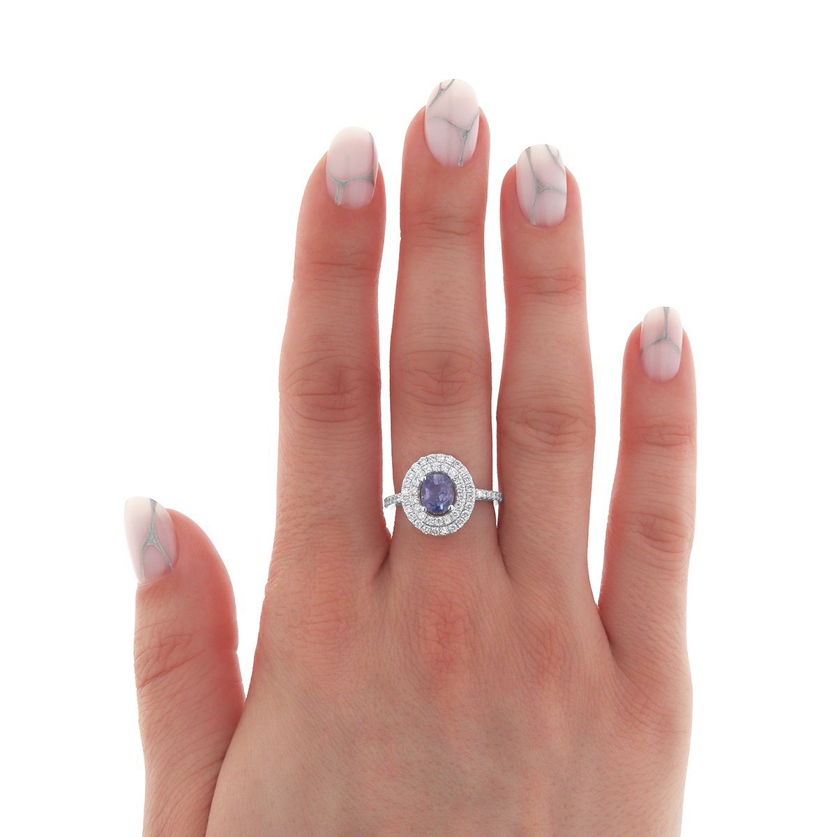 Inel din aur de 18k cu diamante naturale de 0.69 ct și safir natural de 1.50 ct - 2 | YEO