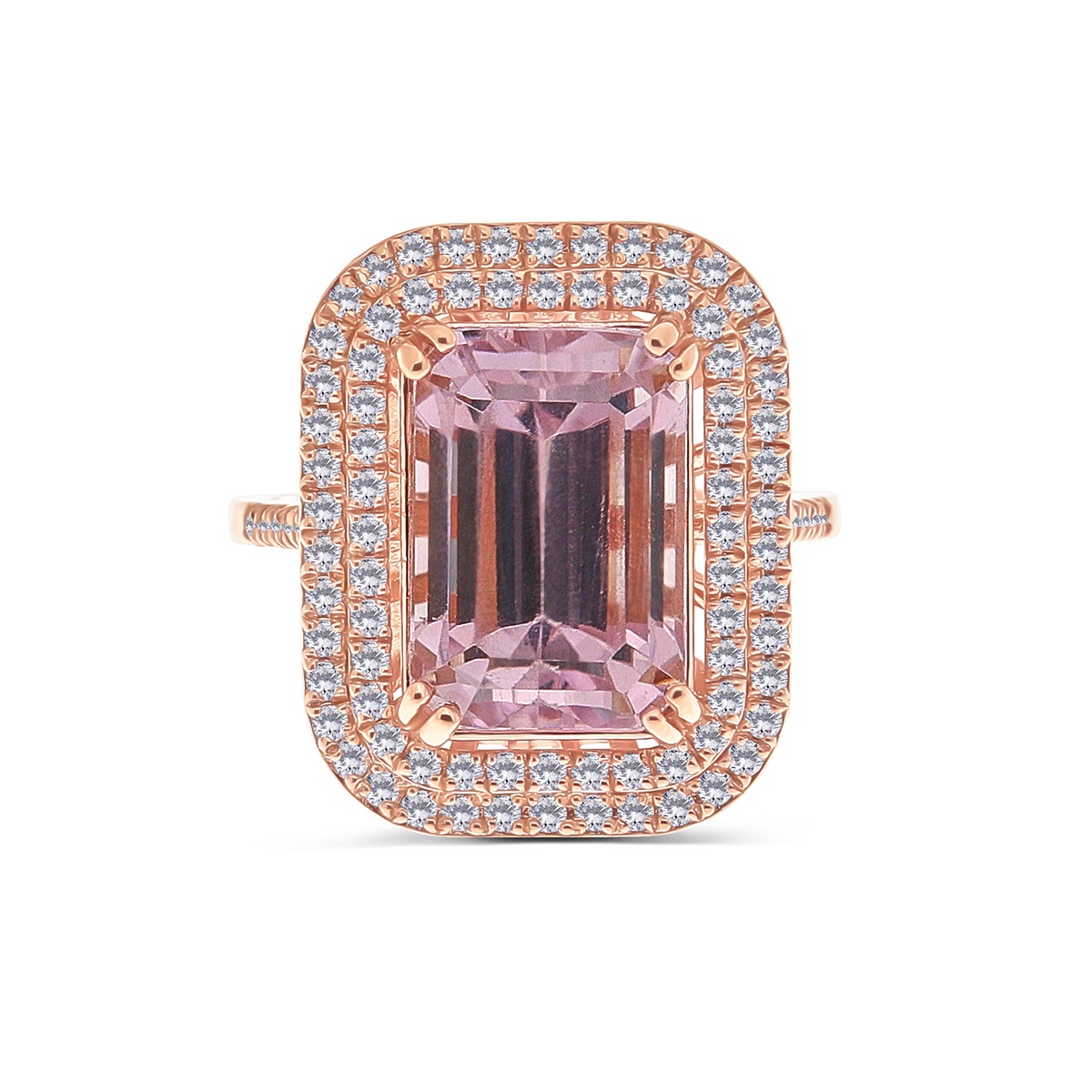 Inel din aur de 18k cu kunzit natural de 7.73 ct și diamante naturale de 0.51 ct - 1 | YEO