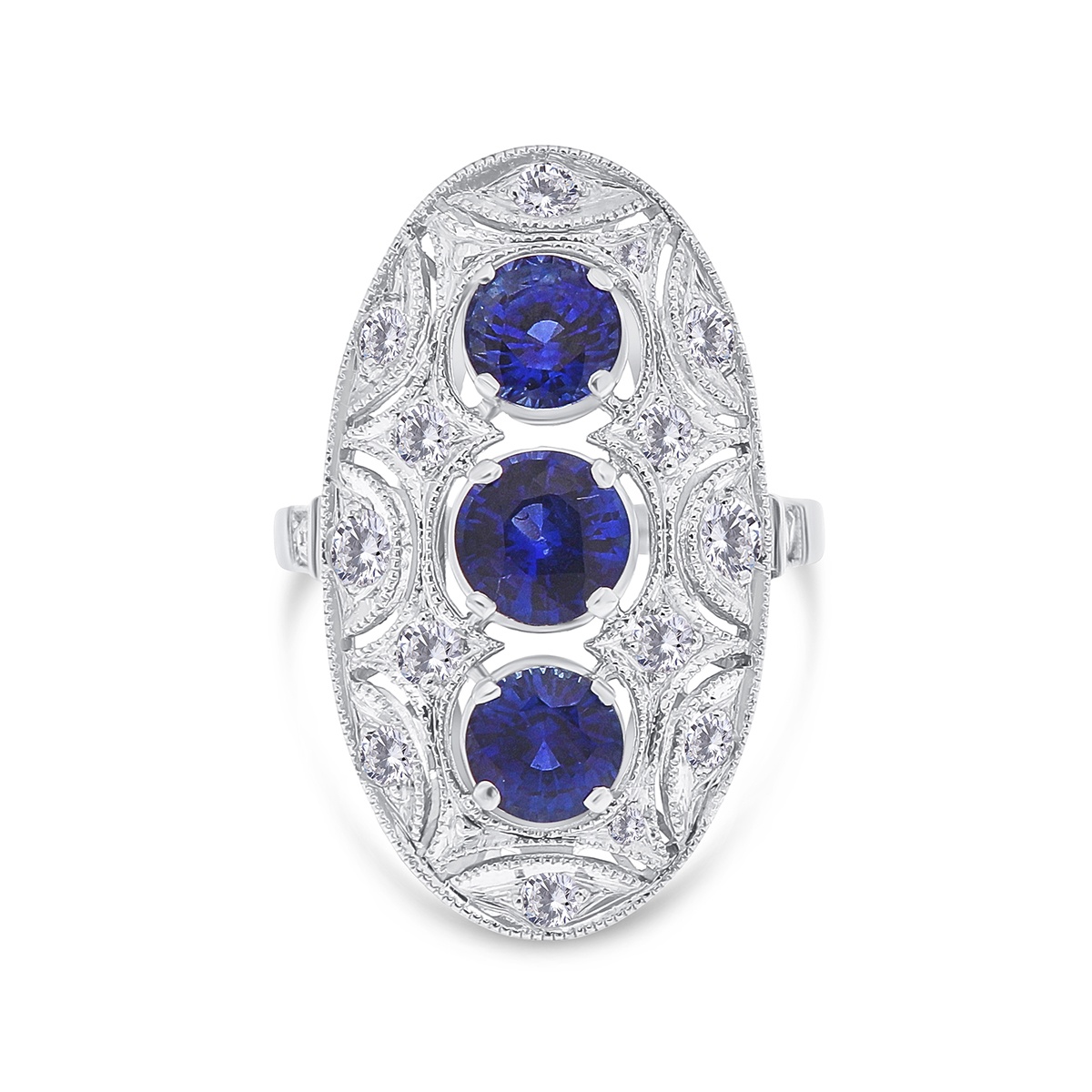Inel din aur de 18k cu safire naturale de 1.85 ct și diamante naturale de 0.58 ct - 2 | YEO