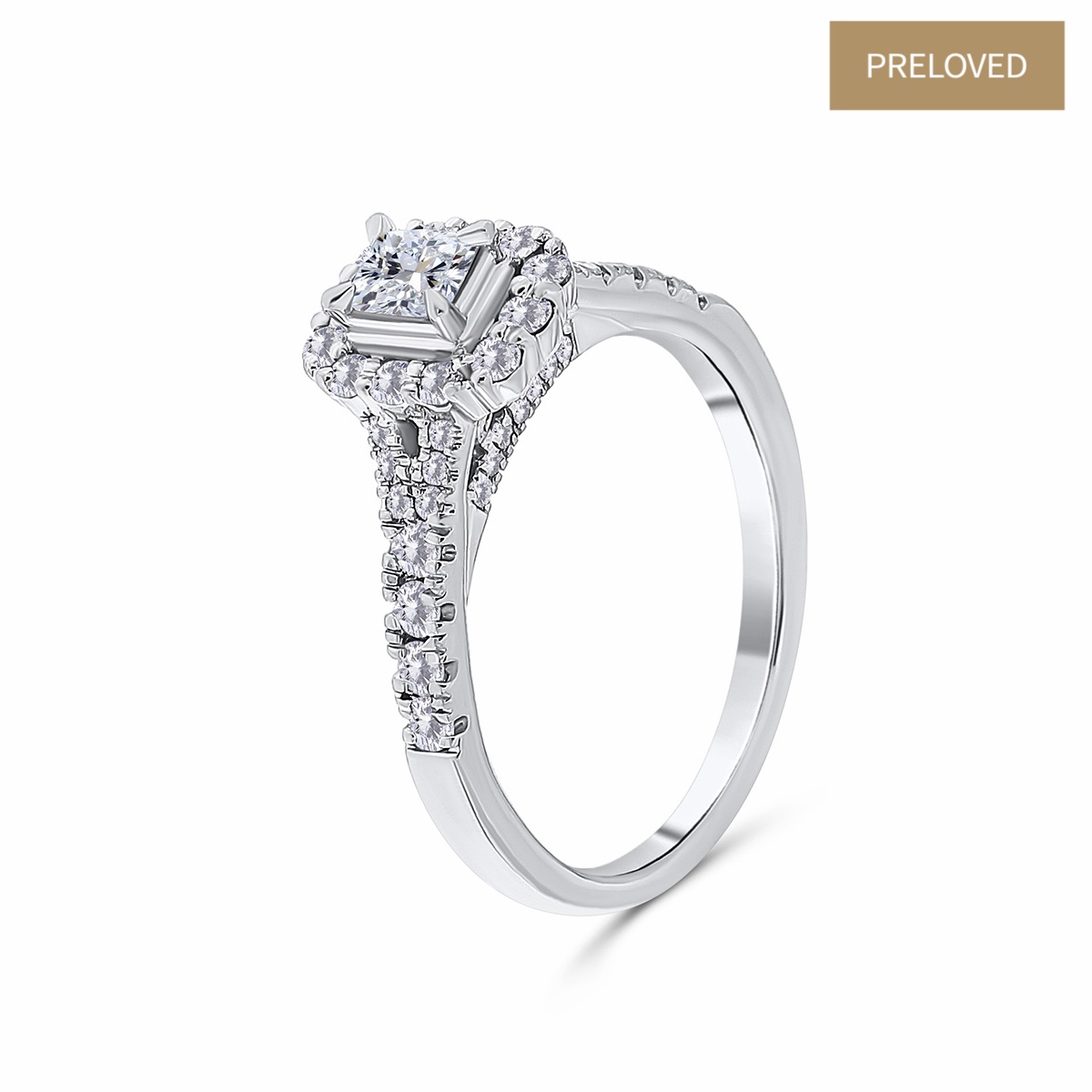 Inel din platină cu diamante naturale de 0.85 ct