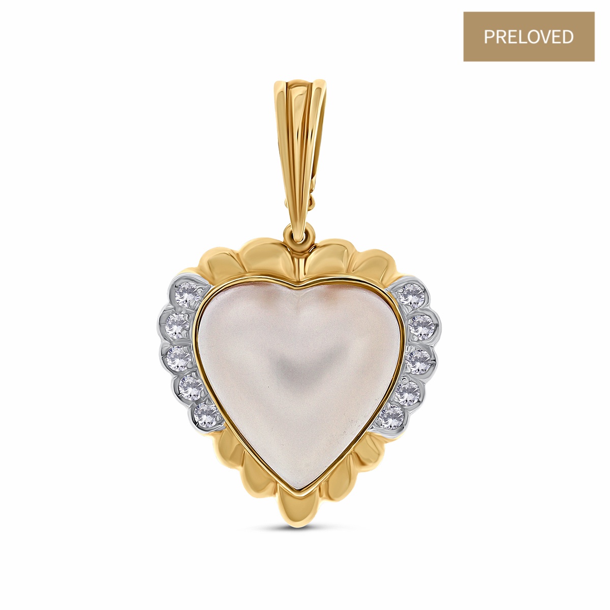 Pandantiv din aur de 14k cu diamante naturale de 0.60 ct și perlă de cultură Mabe