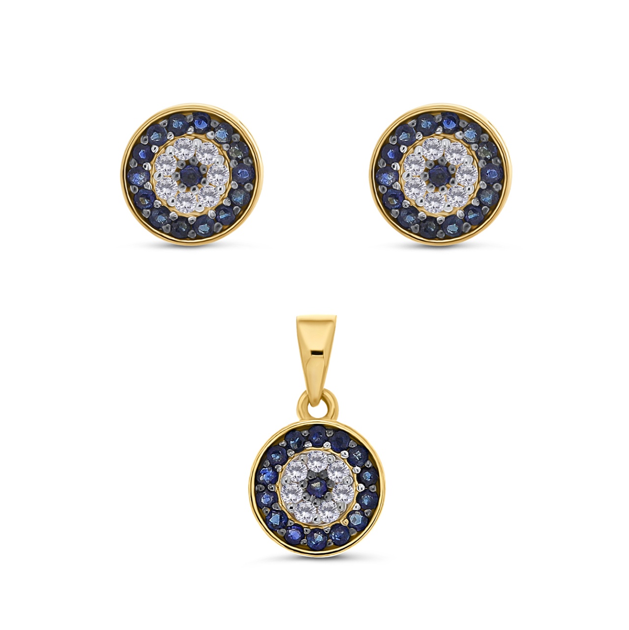 Set din aur de 18k cu safire naturale de 0.75 ct si diamante naturale de 3.25 ct