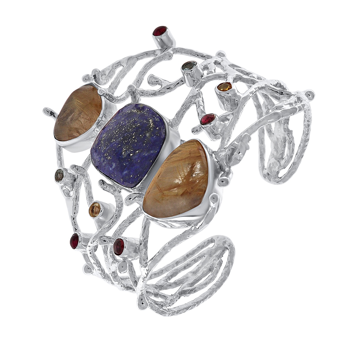 Bratara din argint cu lapis lazuli, cuart, rodolit, topaz si citrin - 2 | YEO
