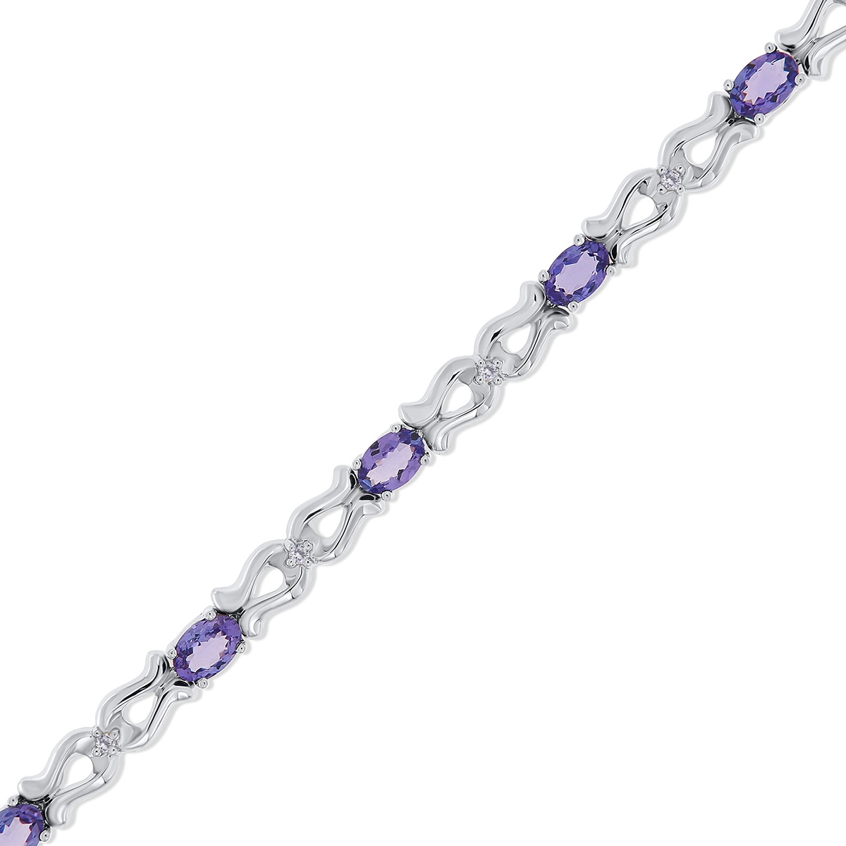 Brățară din aur de 14k cu diamante naturale de 0.18 ct și tanzanite naturale de 3.30 ct - 1 | YEO