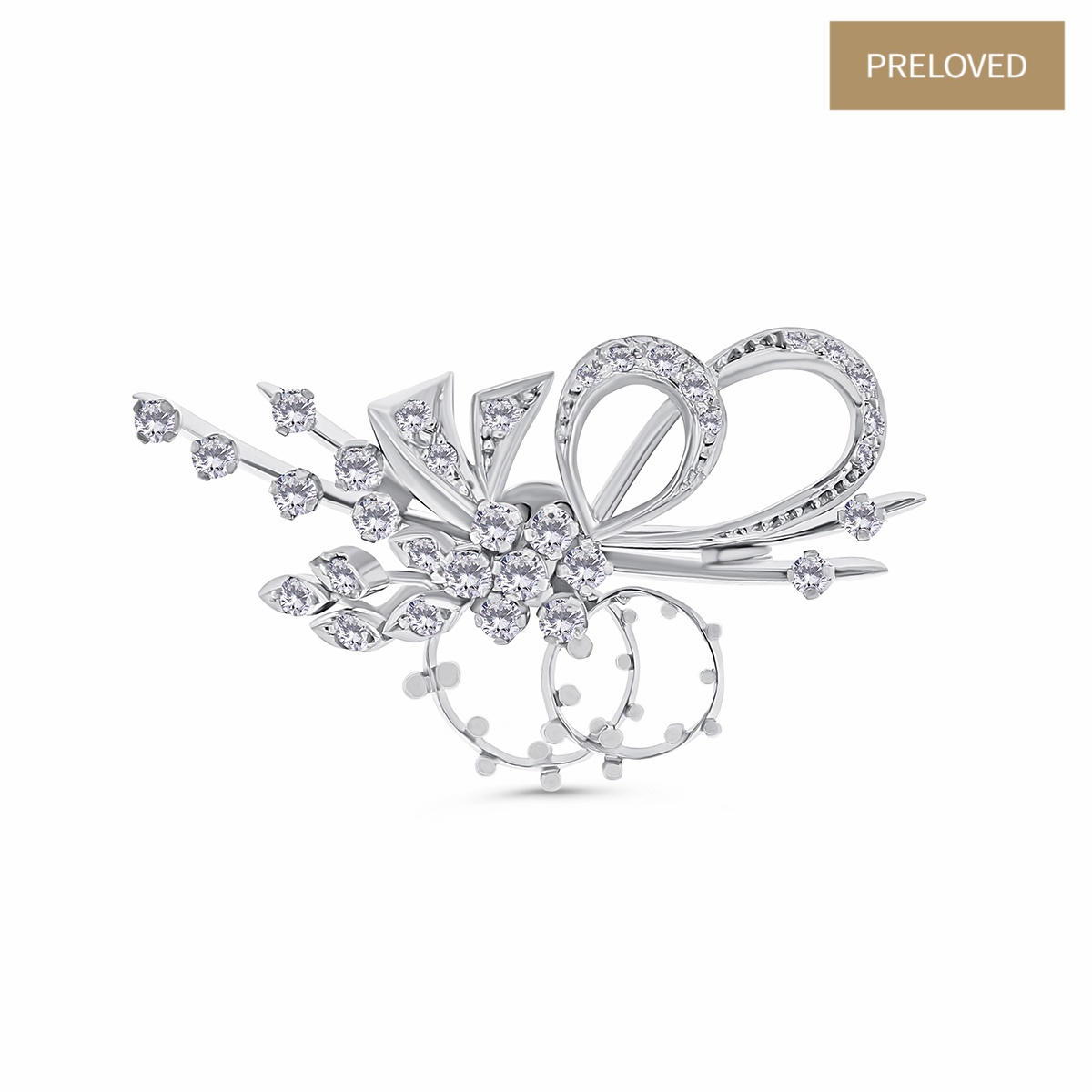 Brosa din aur alb de 18k cu diamante naturale de 1.02 ct