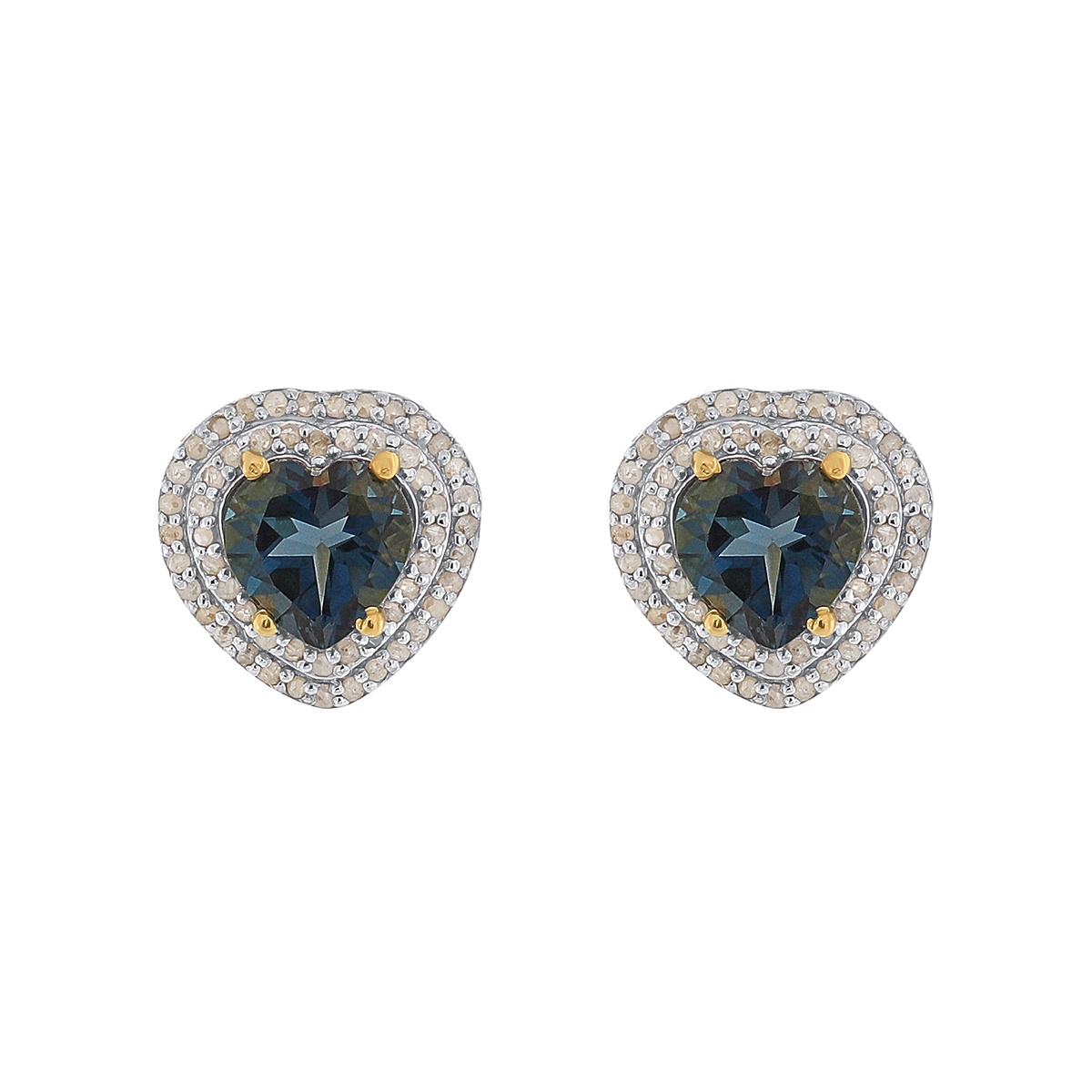 Cercei din argint cu topaz natural și diamante naturale