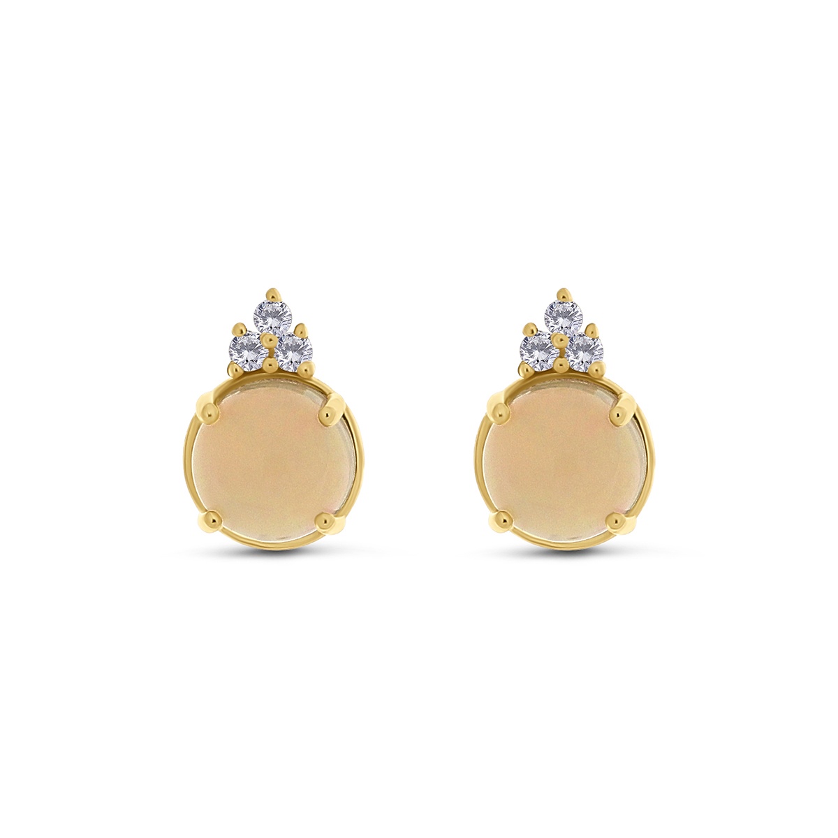 Cercei din aur de 14k cu opale naturale de 3.65 ct și diamante naturale de 0.17 ct