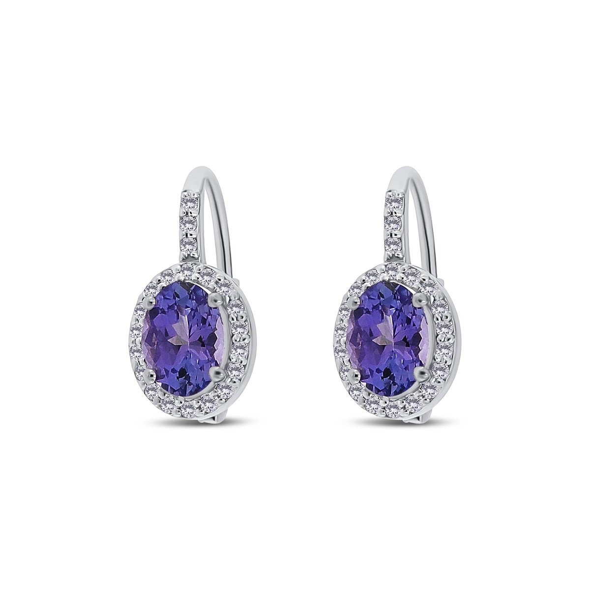 Cercei din aur de 18k cu diamante naturale de 0.26 ct și tanzanite naturale de 1.98 ct