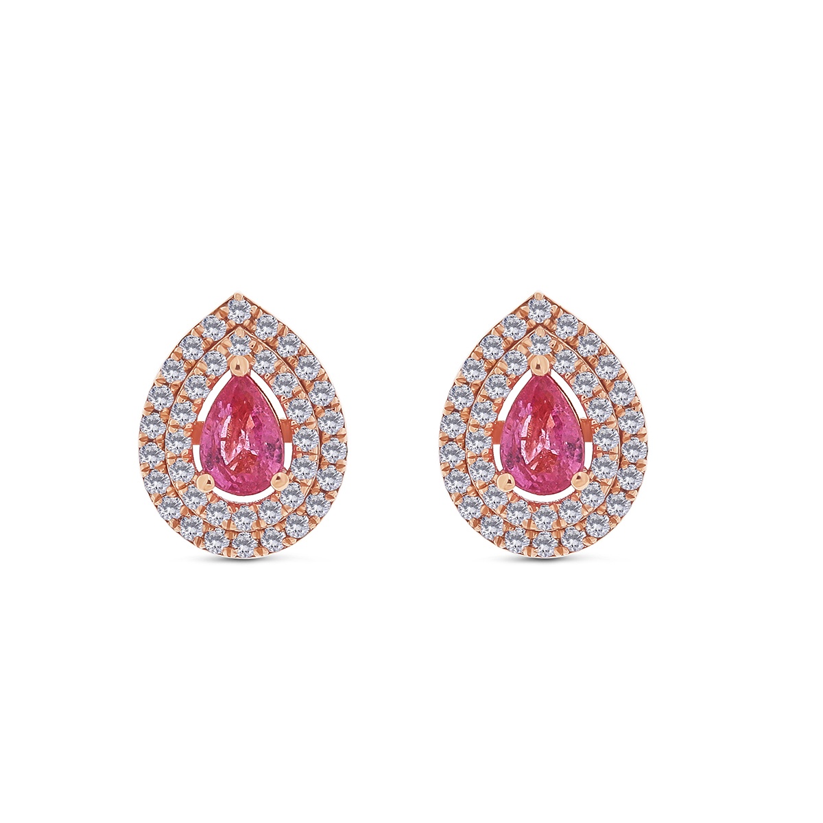 Cercei din aur de 18k cu diamante naturale de 0.59 ct și safire naturale de 0.98 ct