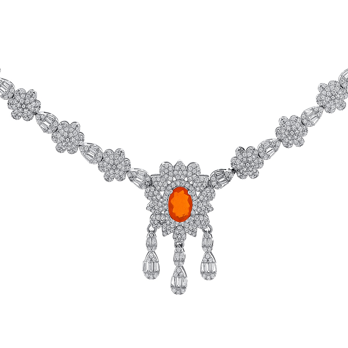 Colier din argint cu opal și cubic zirconia - 1 | YEO