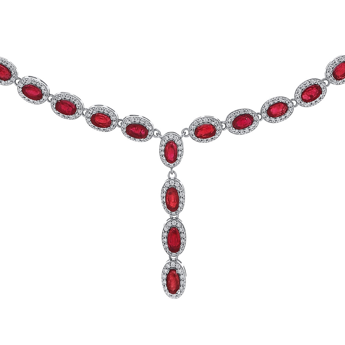 Colier din argint cu rubin și cubic zirconia - 1 | YEO