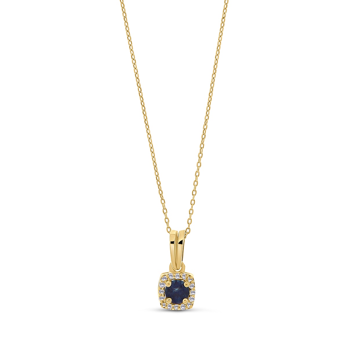 Colier din aur de 18k cu diamante naturale de 0.05 ct și safir natural de 0.19 ct