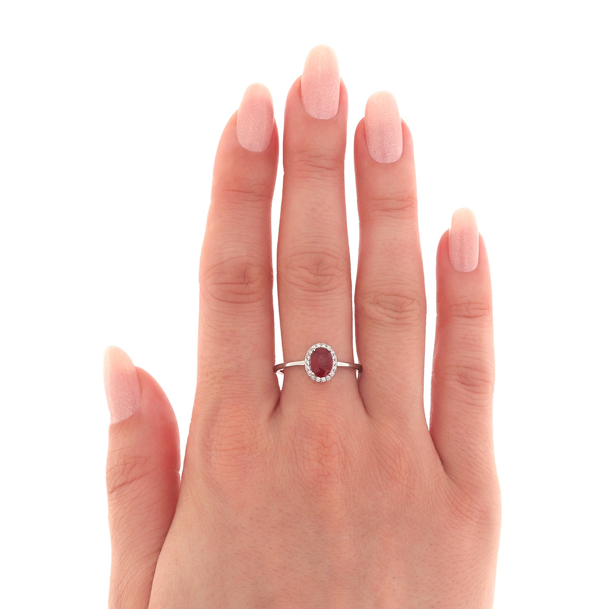 Inel din argint cu rubin și cubic zirconia - 1 | YEO