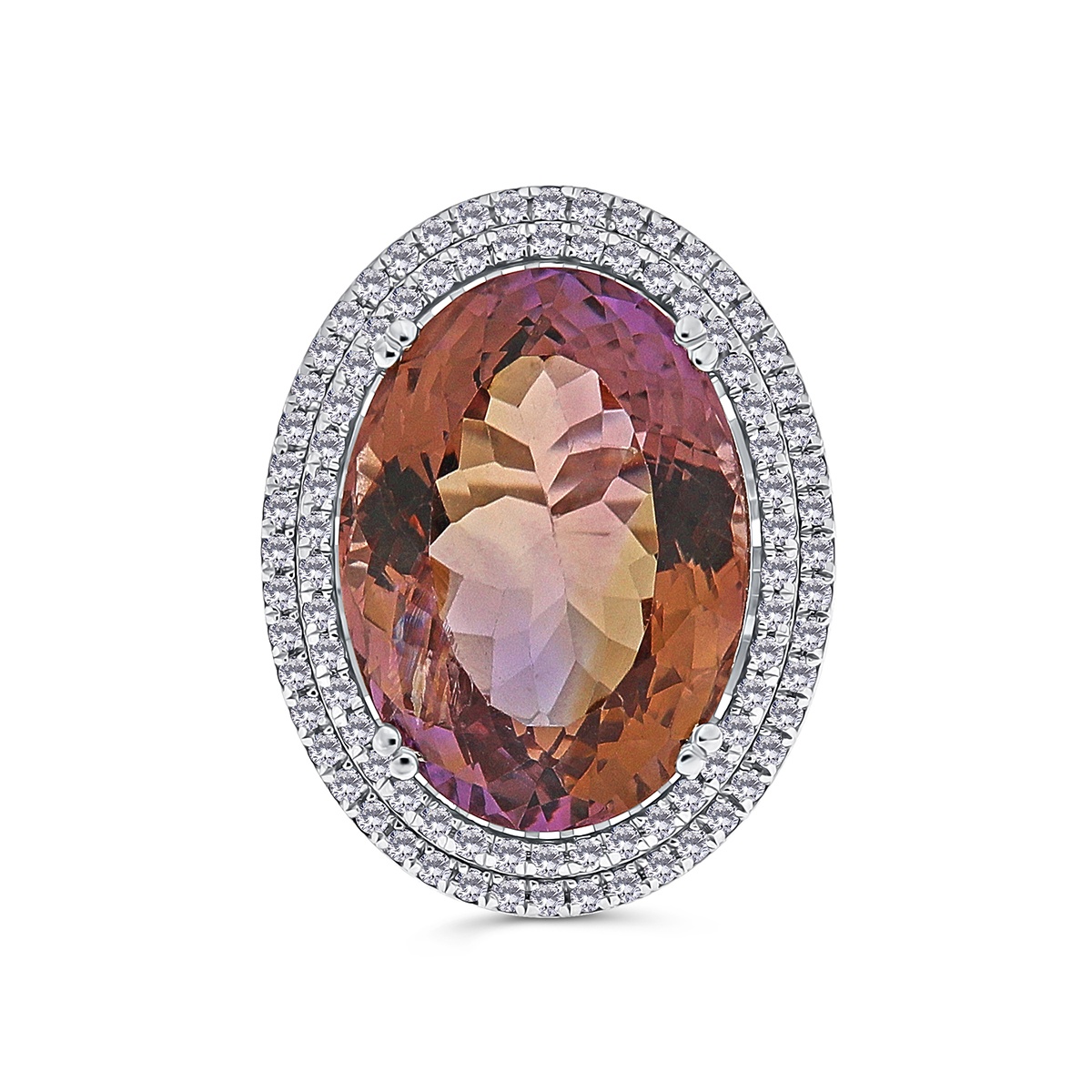 Inel din aur de 14k cu ametrin natural de 14.53 ct și diamante naturale de 0.52 ct - 1 | YEO