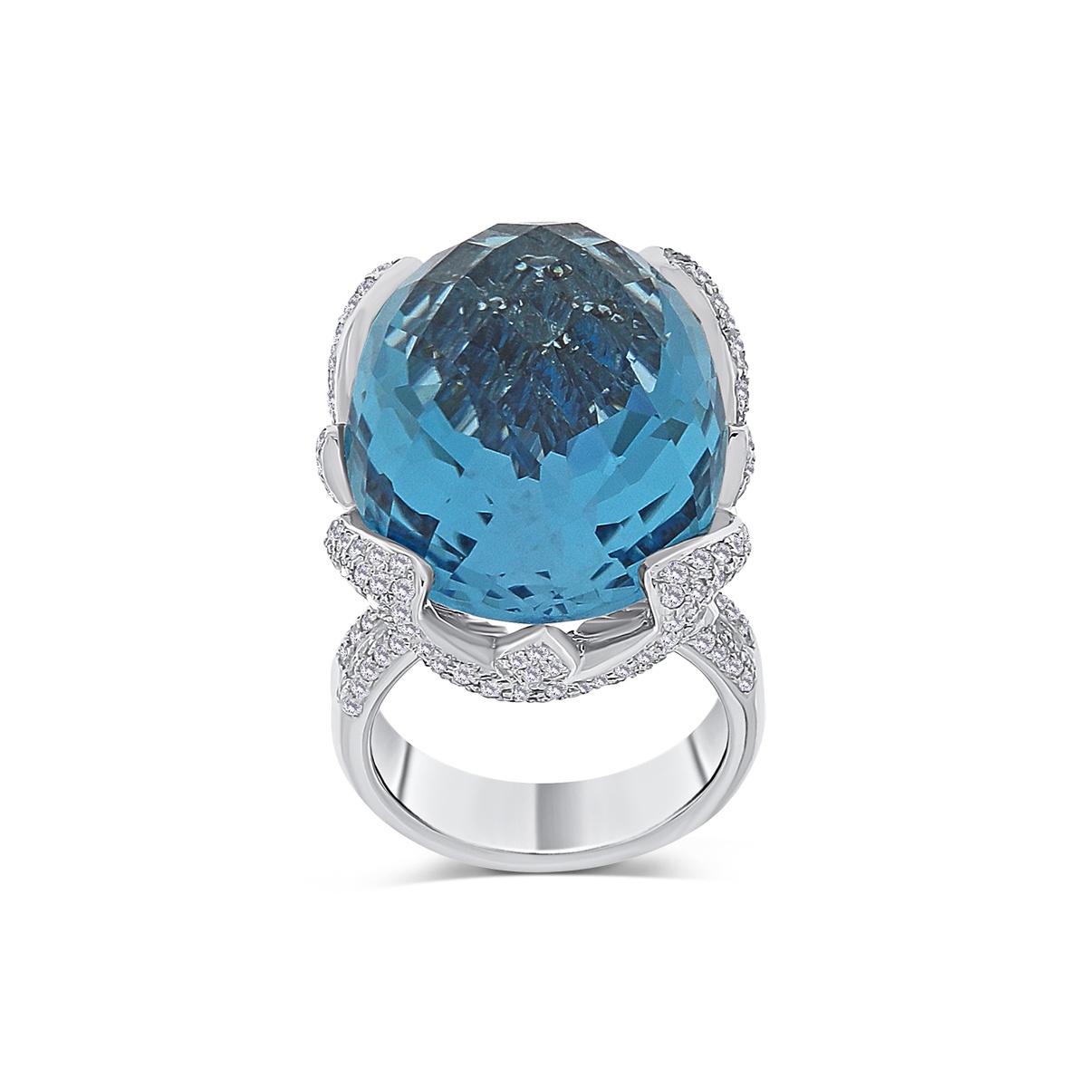 Inel din aur de 14k cu diamante naturale de 1.64 ct și topaz natural de 20.10 ct - 2 | YEO