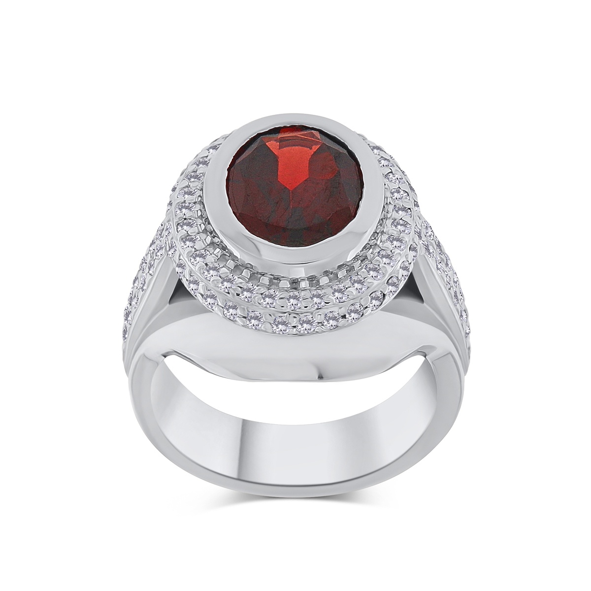 Inel din aur de 14k cu granat natural de 3.60 ct și diamante naturale de 0.93 ct - 2 | YEO
