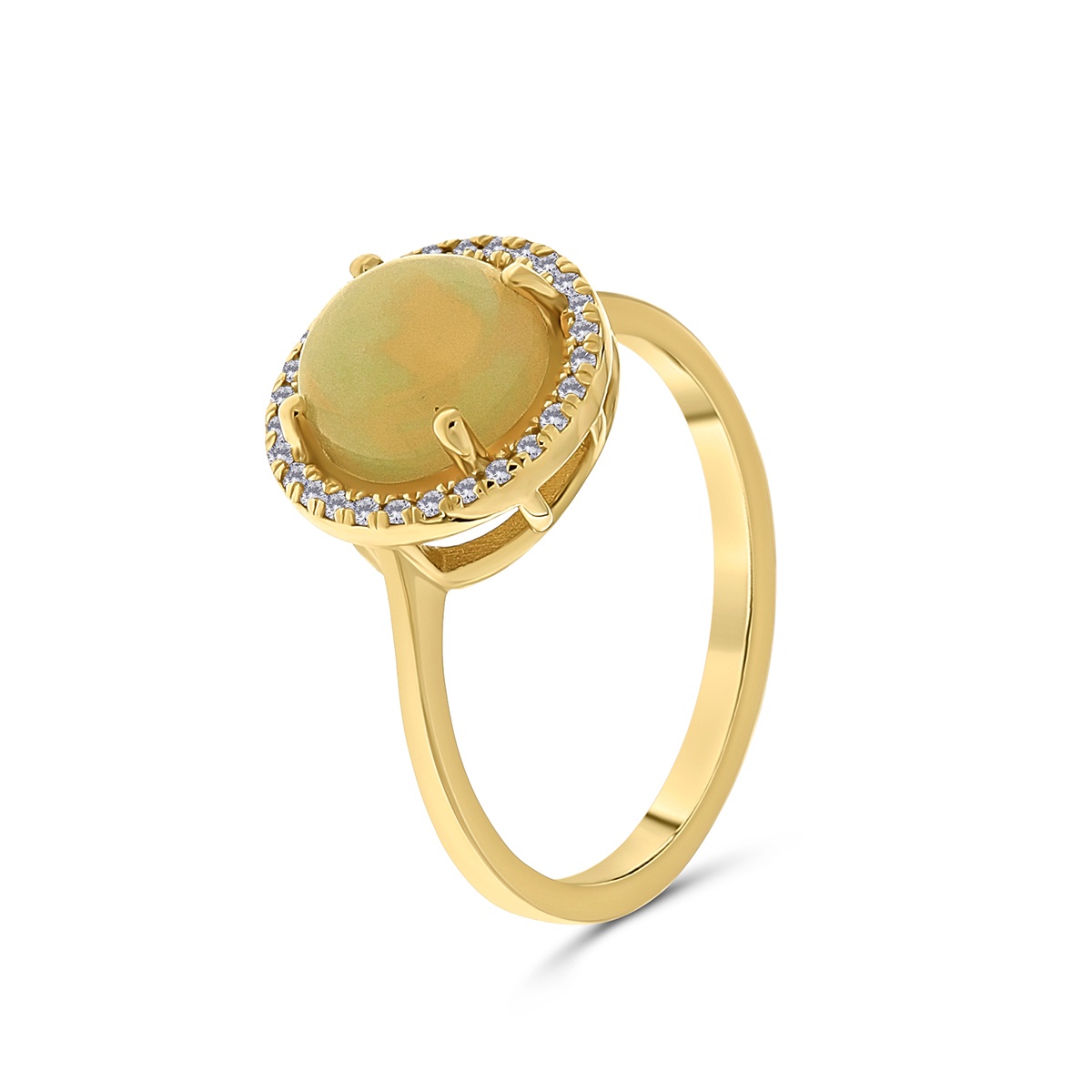 Inel din aur de 14k cu opal natural de 1.53 ct și diamante naturale de 0.10 ct