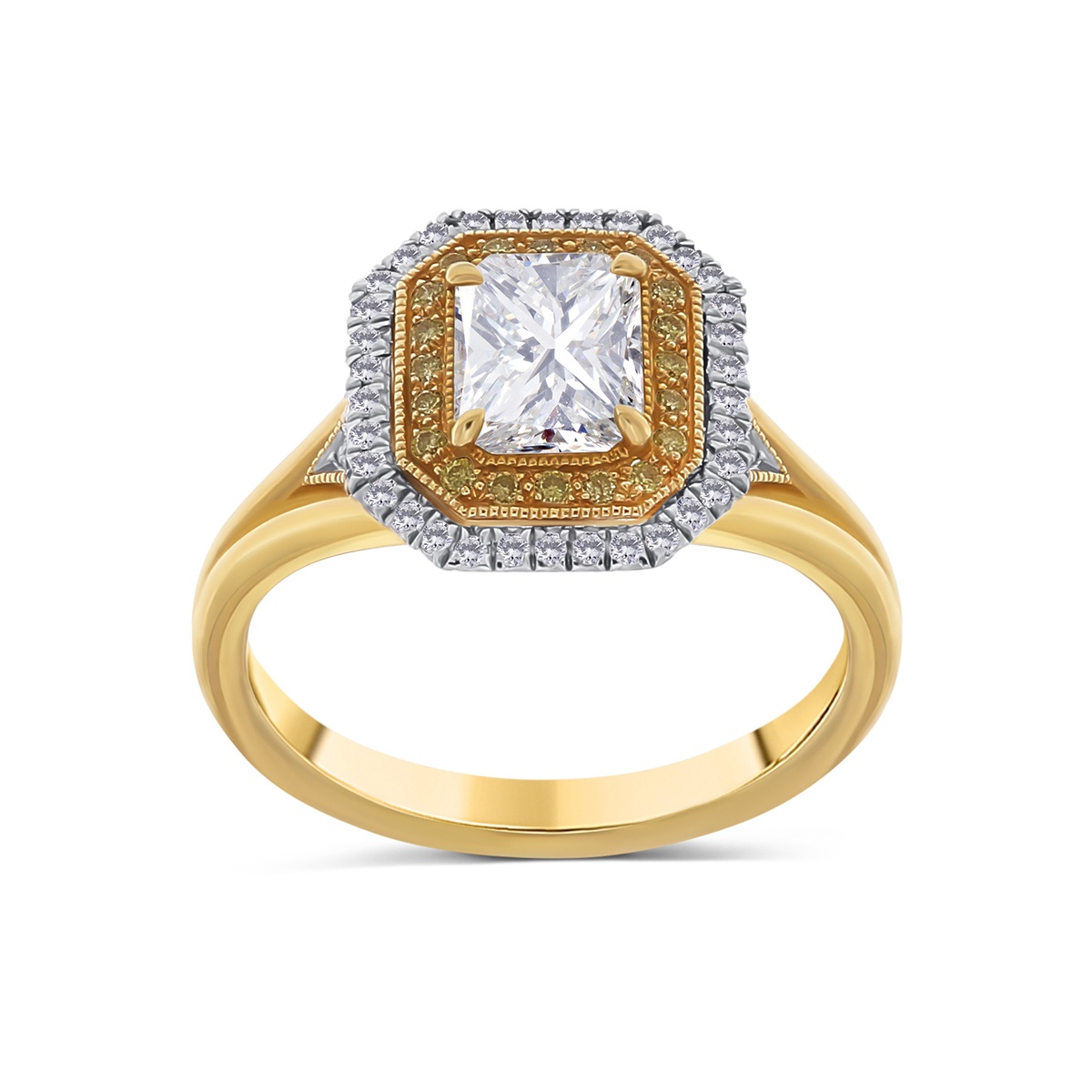 Inel din aur de 18k cu diamant natural de 1.02 ct și diamante naturale de 0.26 ct - 2 | YEO