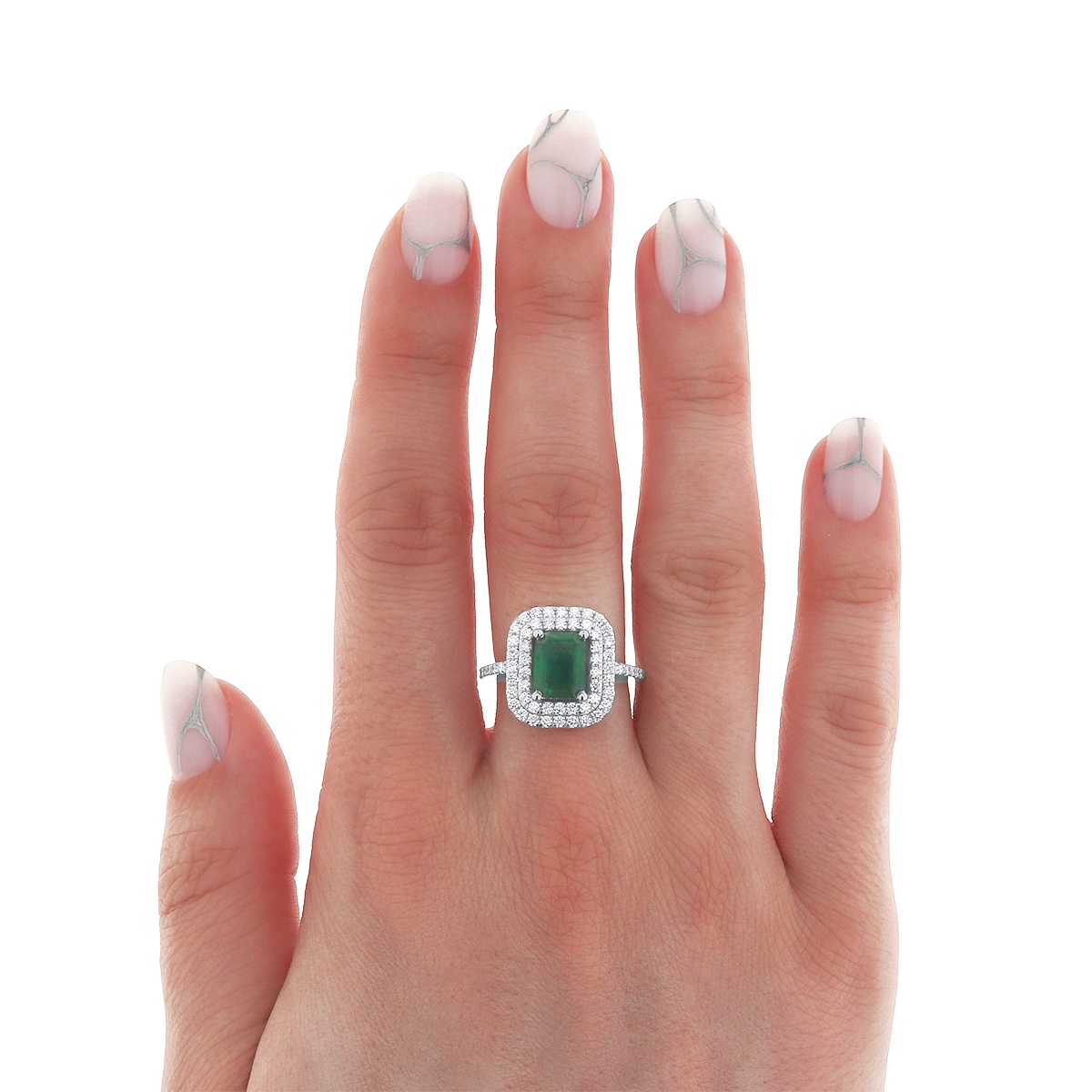 Inel din aur de 18k cu diamante naturale de 0.60 ct și smarald natural de 1.45 ct - 3 | YEO