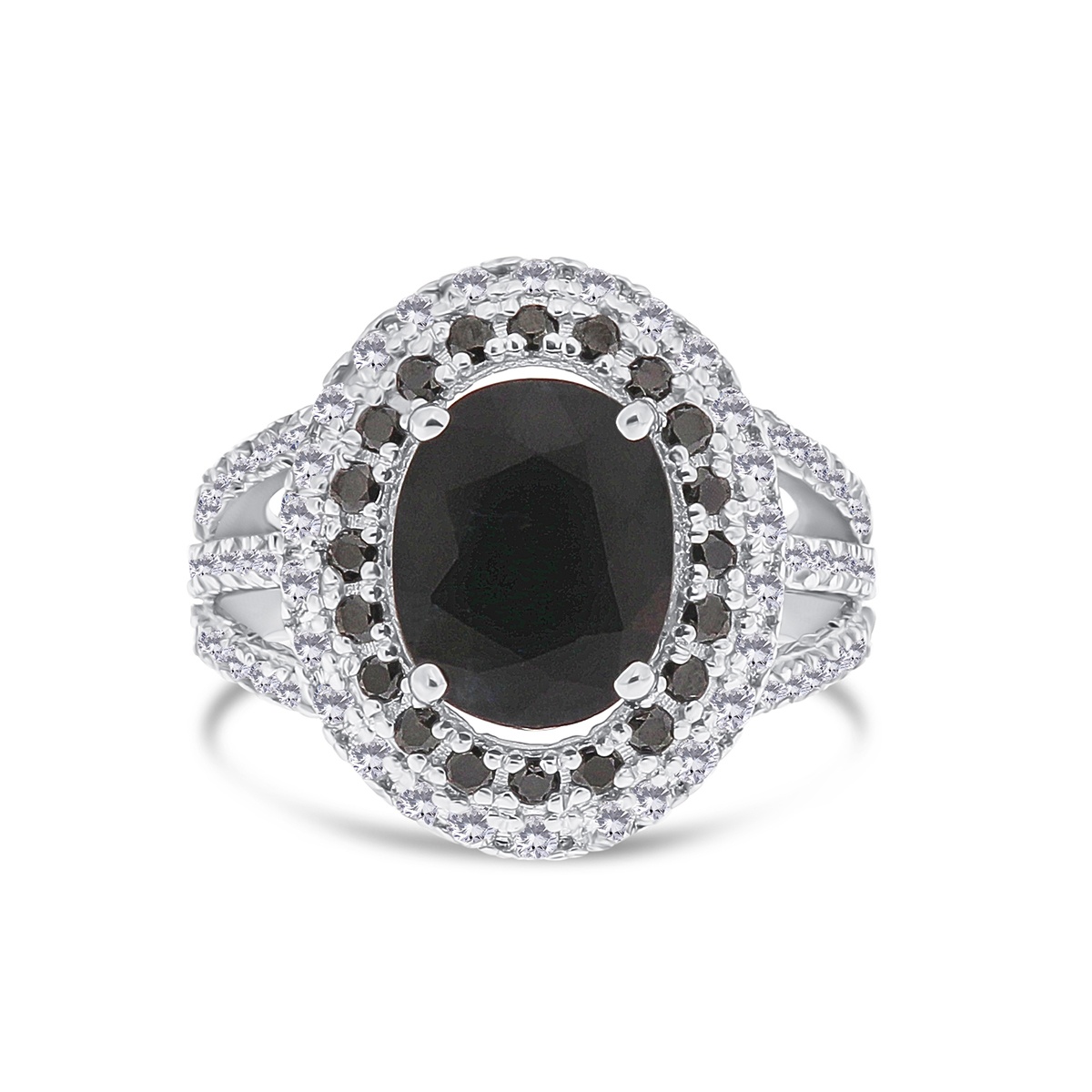 Inel din aur de 18k cu diamante naturale de 0.61 ct și 0.32 ct și safir natural de 4.30 ct - 2 | YEO