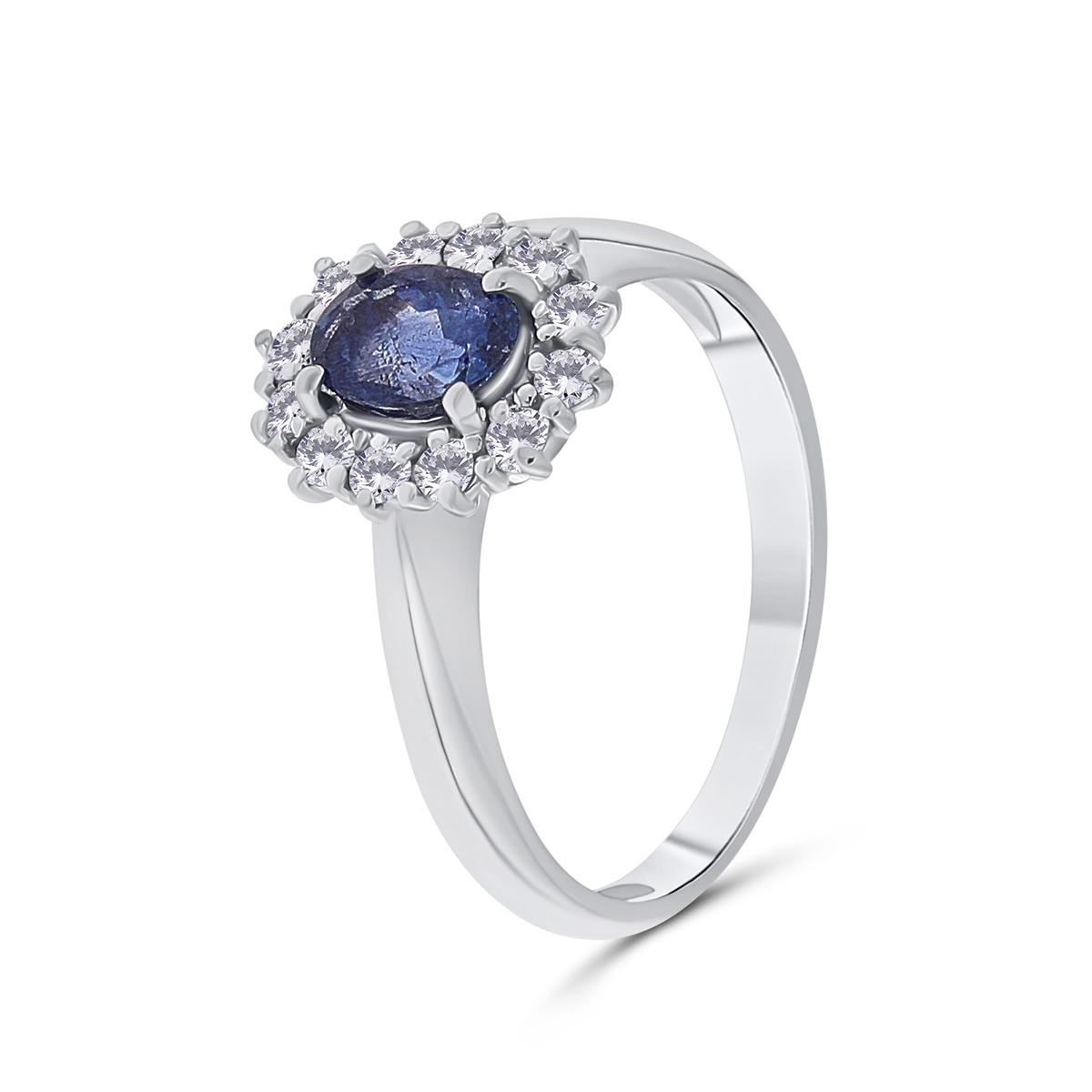 Inel din aur de 18k cu diamante naturale de 1.02 ct și safir natural de 0.29 ct