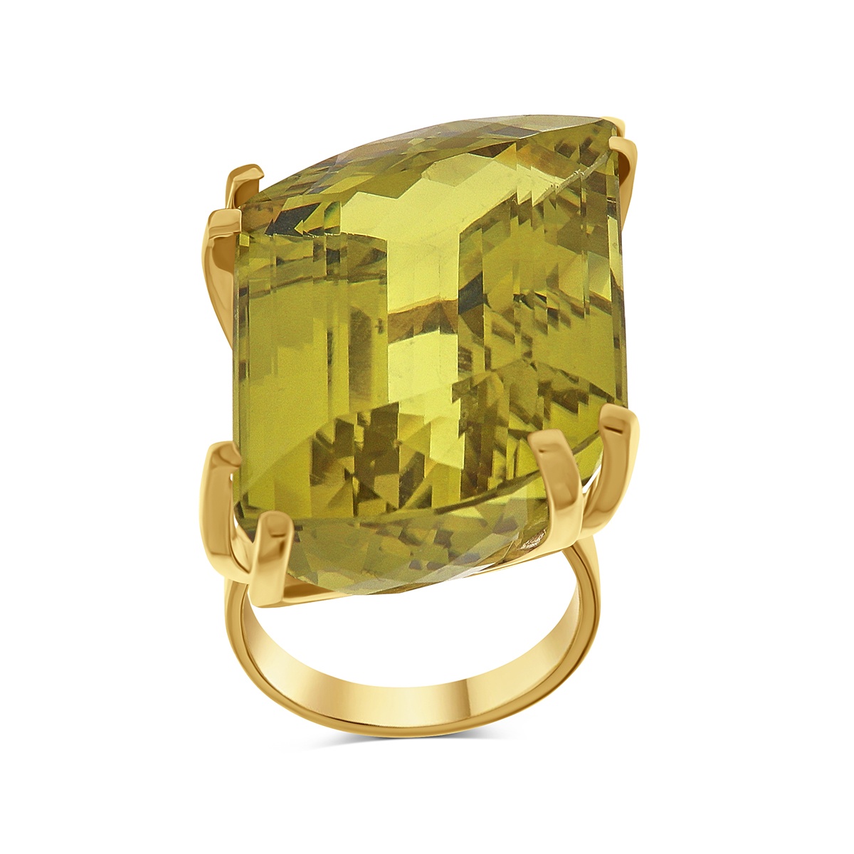 Inel din aur de 18k cu lemon cuarț natural de 47.80 ct - 2 | YEO