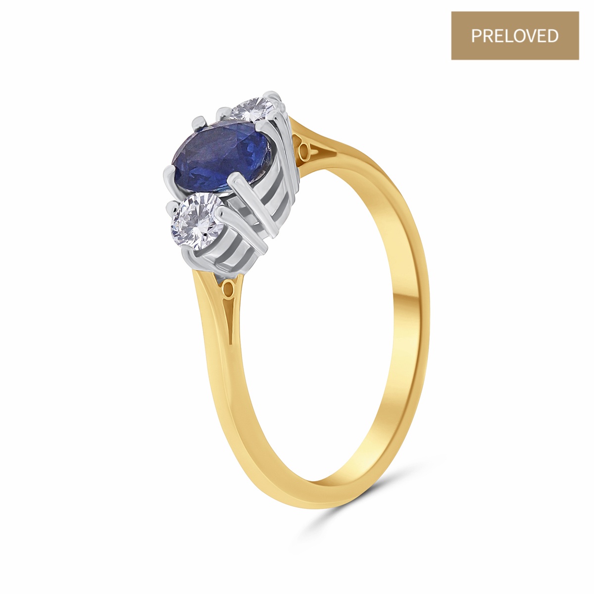 Inel din aur de 18k cu safir natural de 0.86 ct și diamante naturale de 0.30 ct