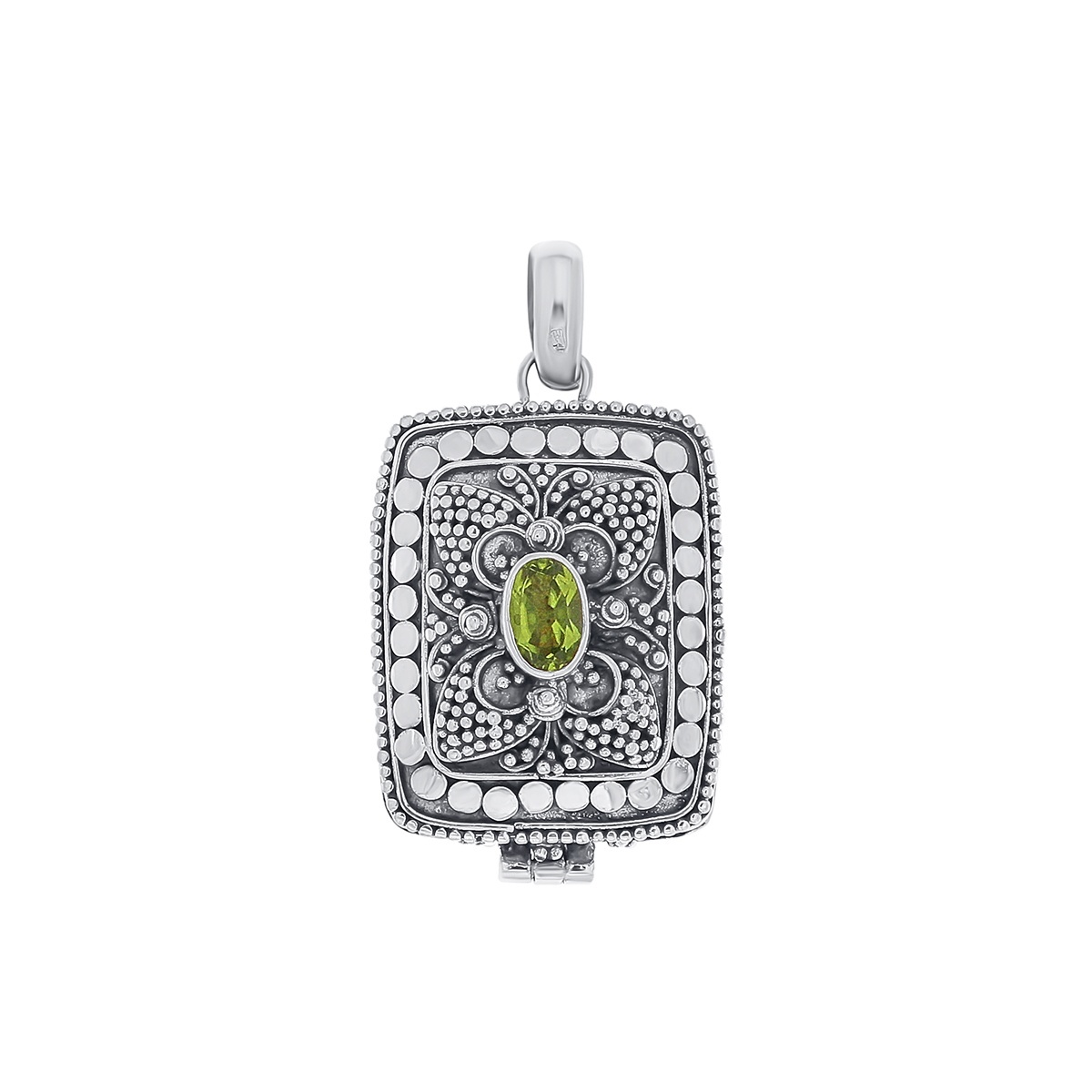 Pandantiv din argint cu peridot model caseta