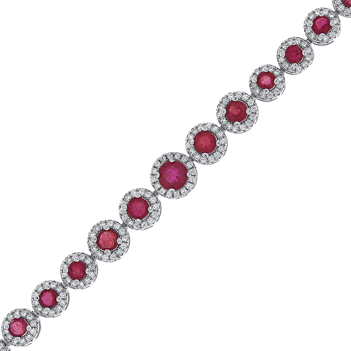 Bratara din argint cu rubin și cubic zirconia - 2 | YEO