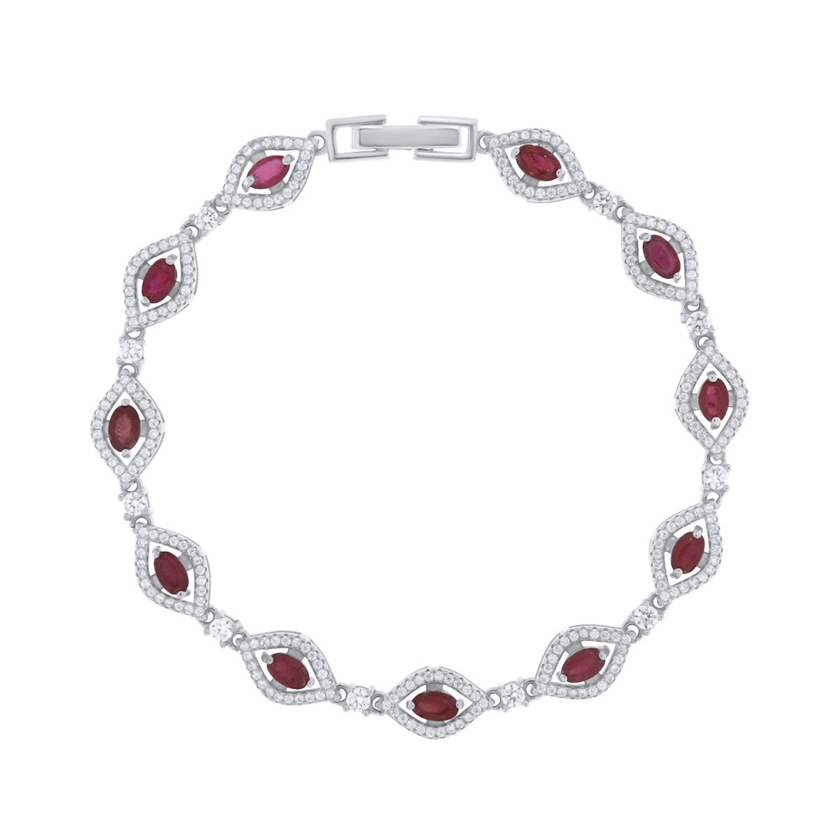 Bratara din argint cu rubin si cubic zirconia