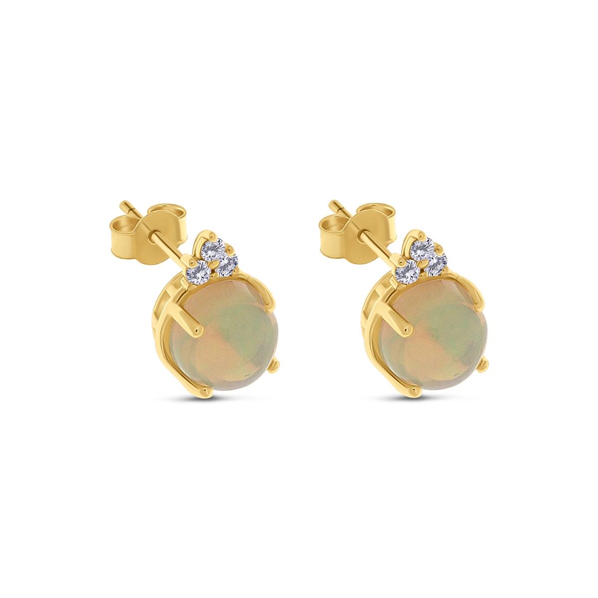 Cercei din aur de 14k cu opale naturale de 3.65 ct și diamante naturale de 0.17 ct - 1 | YEO