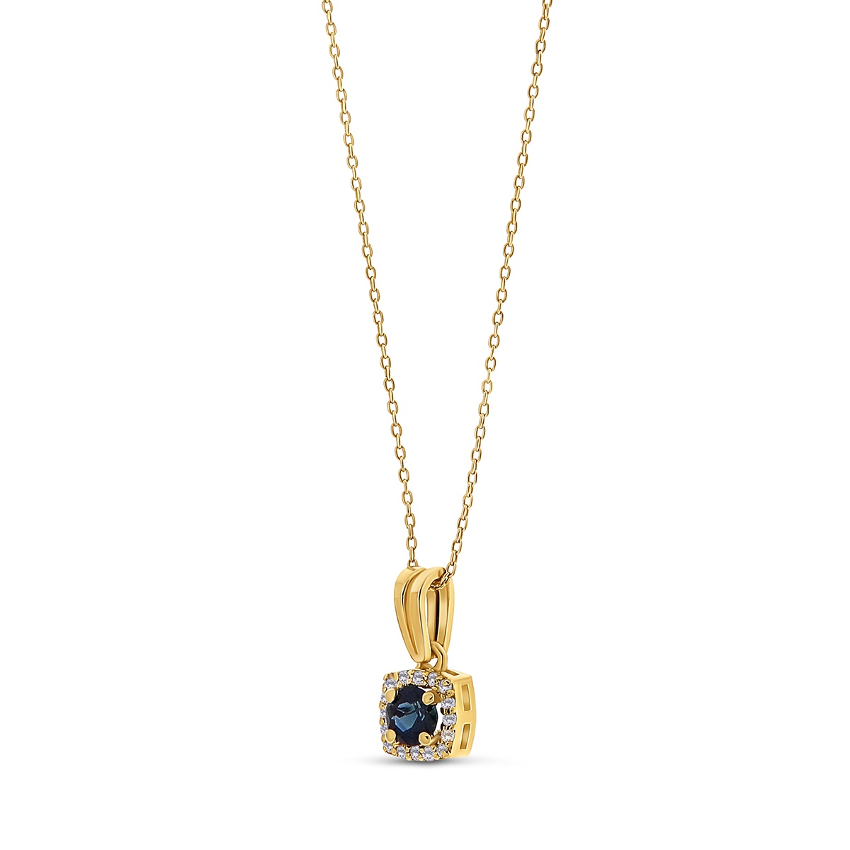 Colier din aur de 18k cu diamante naturale de 0.05 ct și safir natural de 0.19 ct - 1 | YEO