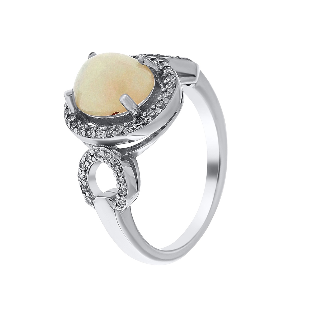 Inel din argint cu opal si cubic zirconia