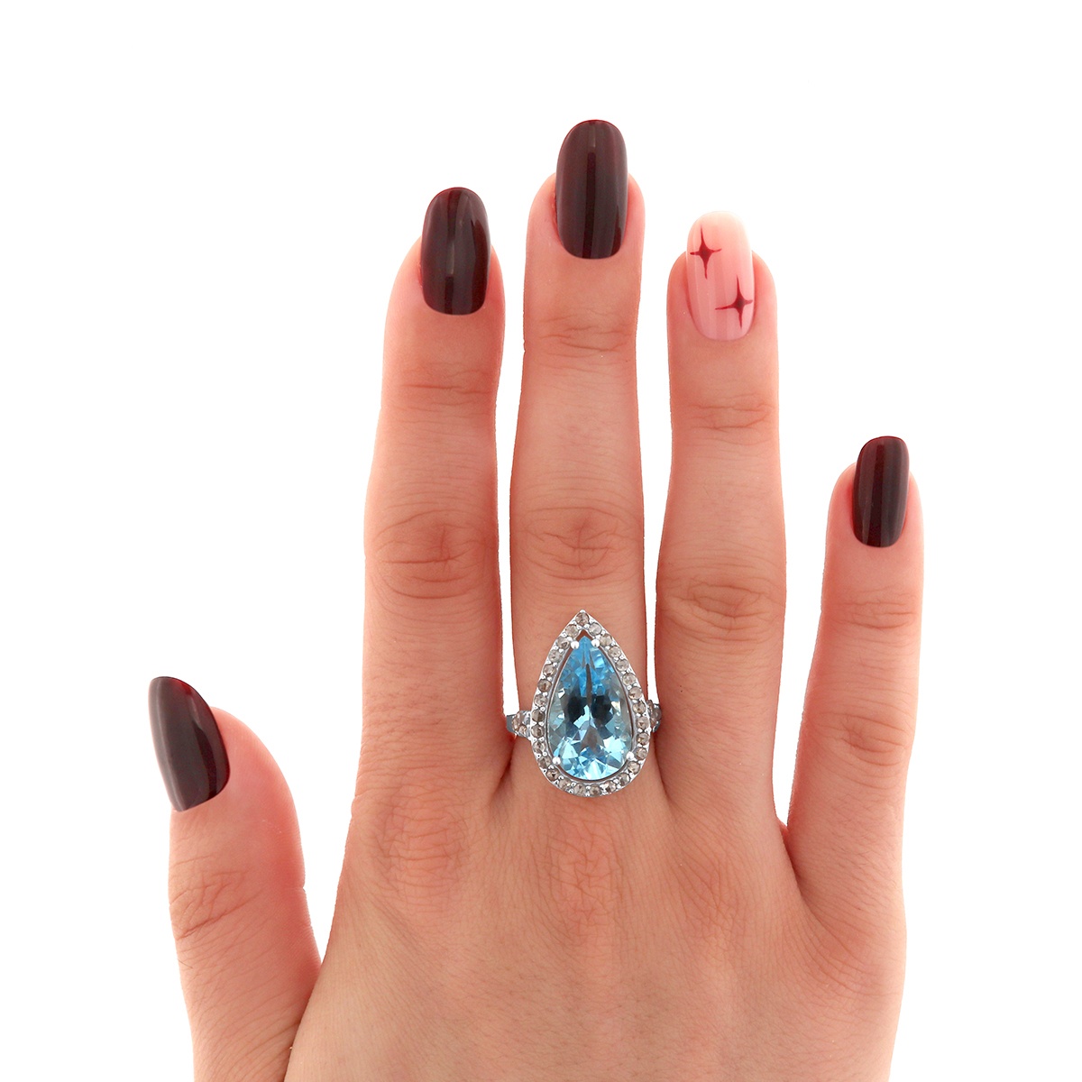 Inel din argint cu topaz natural și diamante naturale - 1 | YEO